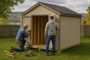 Image of two men building a shed in Naples NY